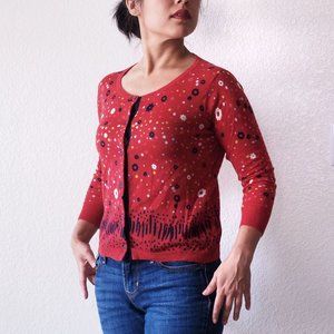DONATED: Urban Outfitters red dot, floral light cardigan XS